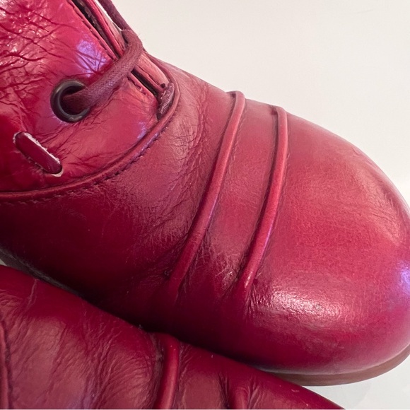 JOHN FLUEVOG Leather Lace-Up Ankle Boots Rounded Toe Red - Picture 6 of 15